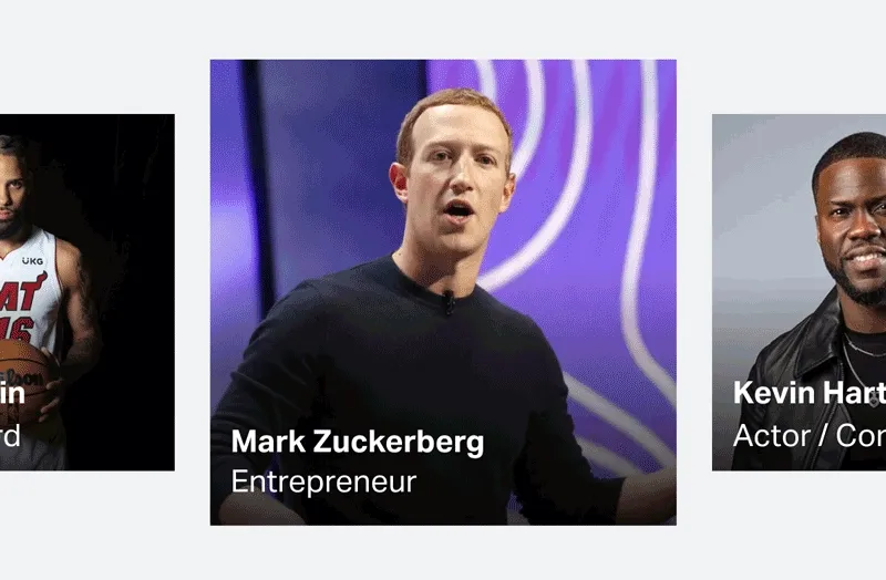 Mark Zuckerberg, Kevin Hart, Ryan Murphy, Chelsea Gray, Caleb Martin, Patrick Peterson, Sidney Crosby, Amy Bream