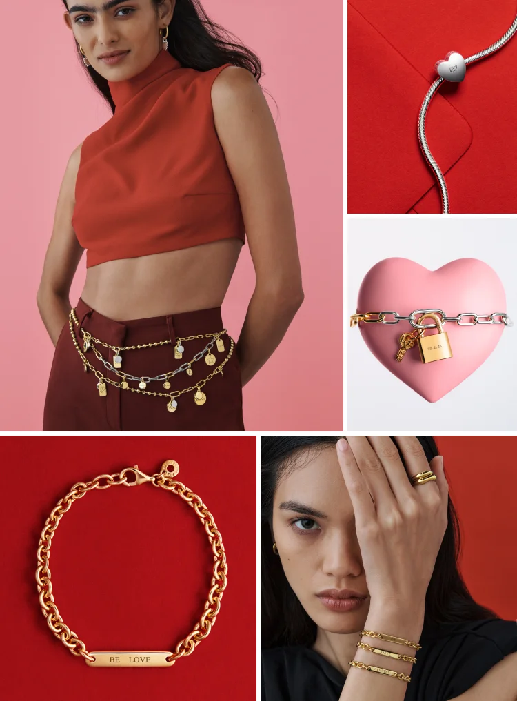 Models wearing engravable jewelry