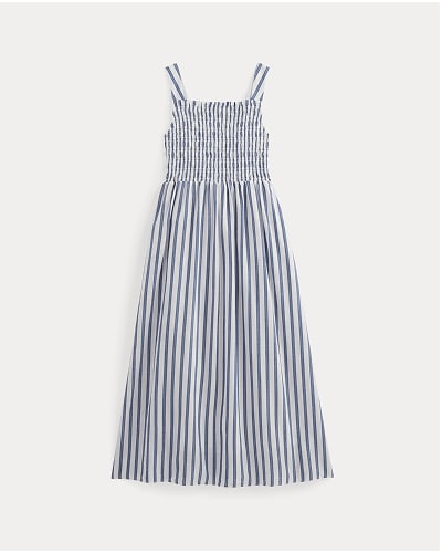 [Image]The Gauze Smock Dress | White/ Mazarine Blue