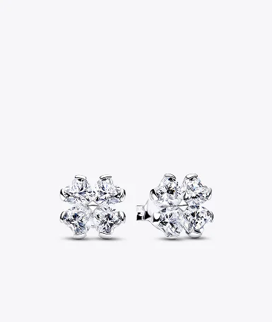 Sparkling Lucky Clover Stud Earrings