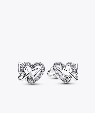 Entwined Heart & Butterfly Stud Earrings
