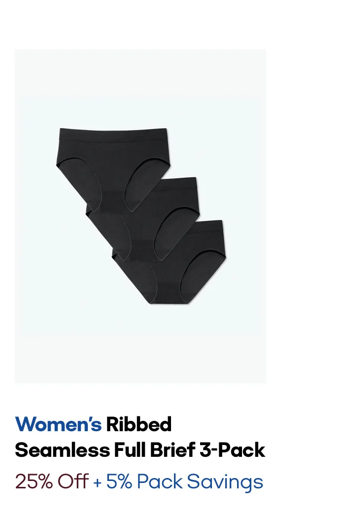 Women's Ribbed Seamless Full Brief 3-Pack