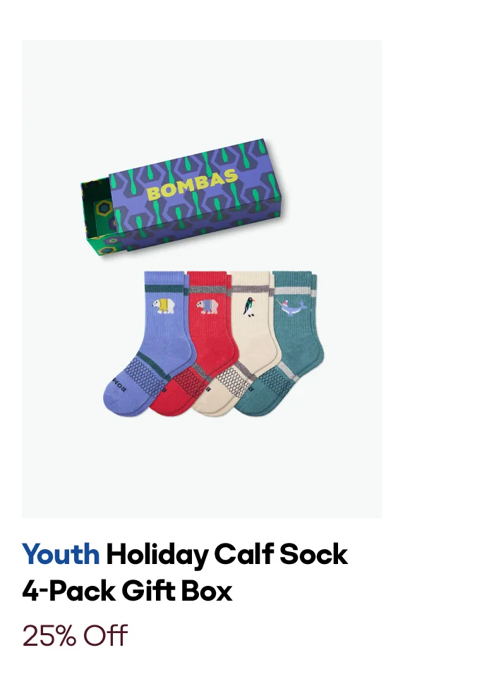 Youth Holiday Calf Sock 4-Pack Gift Box