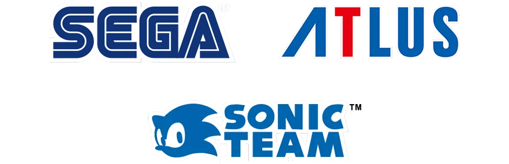 Logos for SEGA, ATLUS, and Sonic Team