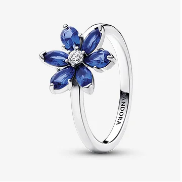 Sparkling Blue Herbarium Cluster Ring