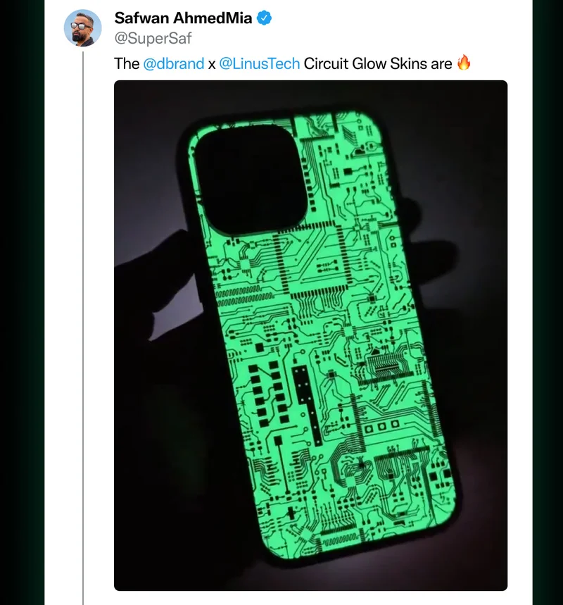 Safwan AhmedMia on Twitter: "The dbrand x LinusTech Circuit Glow Skins are fire"