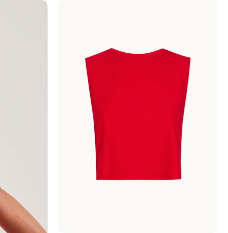 Featherweight Minimal Cropped Tank in Candy Apple Red Heather