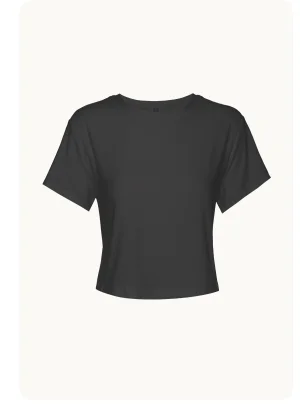 Featherweight Cropped Tee in Darkest Night