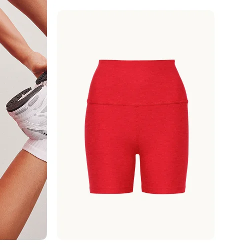 Spacedye Keep Pace 5" Biker Short in Candy Apple Red Heather
