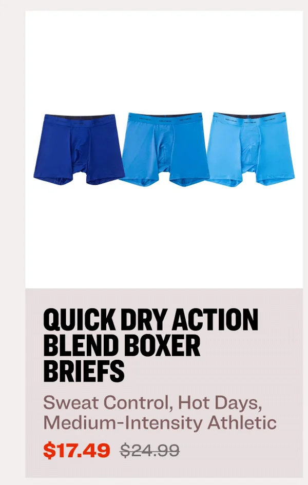 30% OFF Quick Dry Action Blend Boxer Briefs