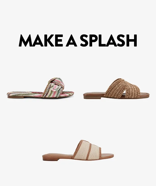 An assortment of sandals with lace, crystal and woven embellishments.