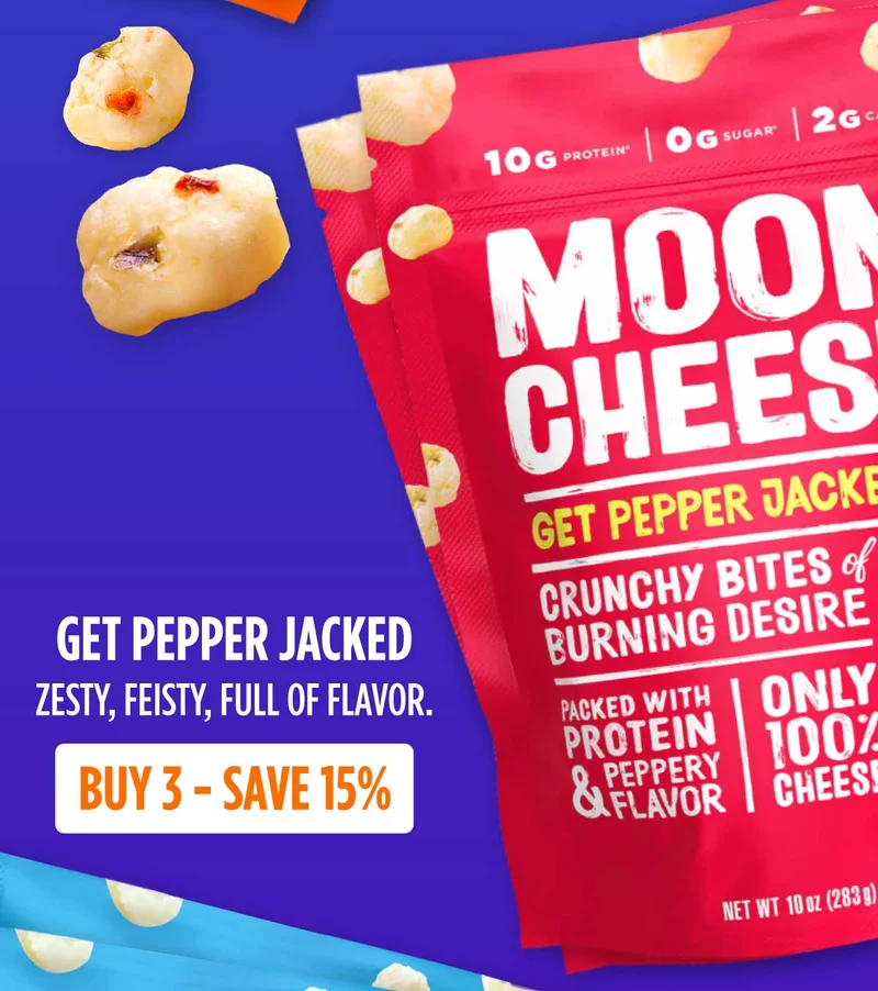 Moon Cheese | Get Pepper Jacked | Zesty, Feisty, Full of Flavor | Buy 3 Save 15%
