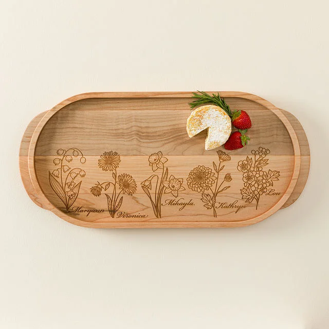 Custom Family Birth Flowers Serving Tray