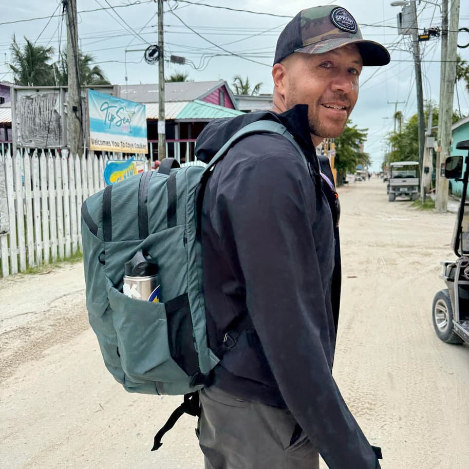 Malcolm with the Aero Travel Backpack