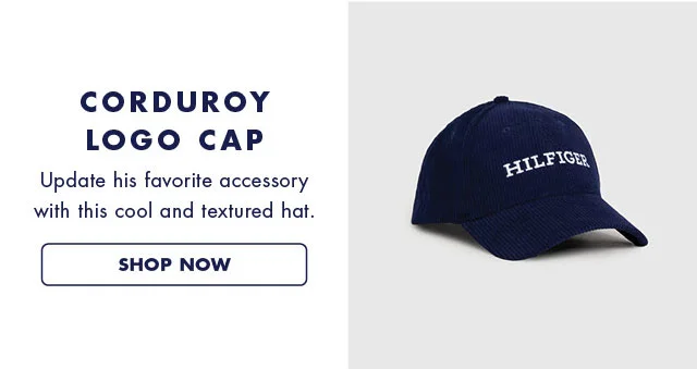 Corduroy logo cap                                            Update his favorite accessory with this cool and textured hat.                                            Shop now