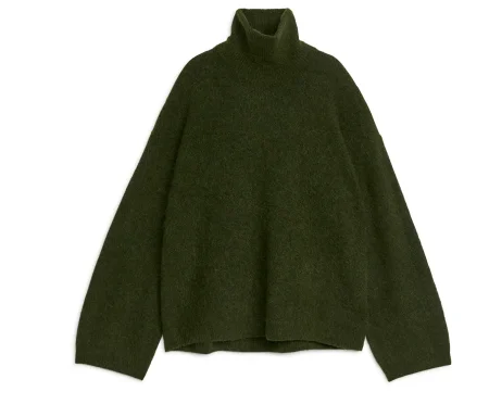 Wool-Alpaca Roll-Neck Jumper Dark Green