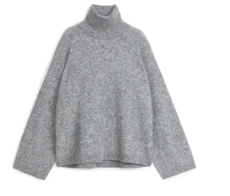 Wool-Alpaca Roll-Neck Jumper Grey