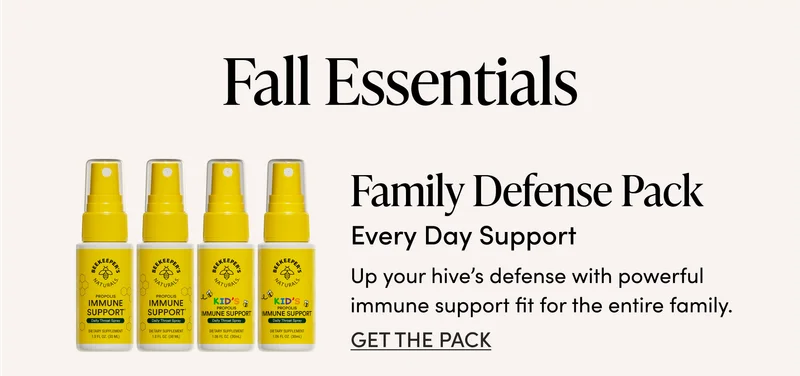 Fall Essentials Family Defense Pack  Up your hive’s defense with powerful immune support fit for the entire family.