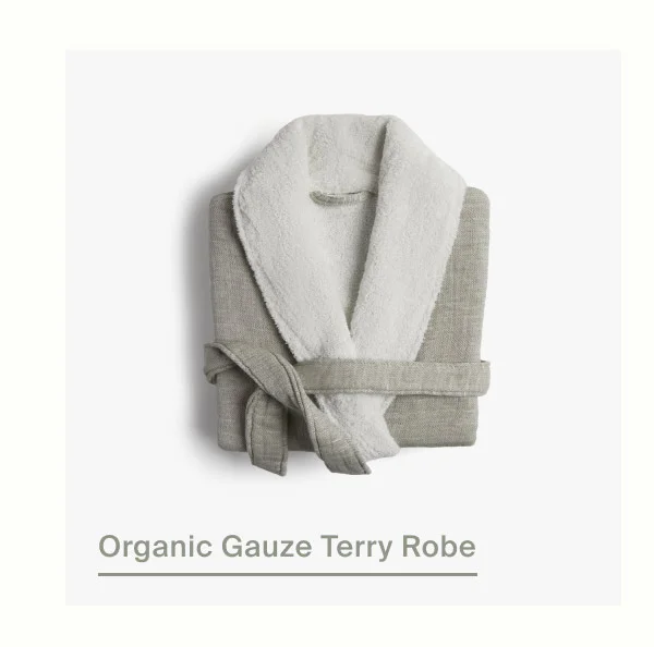 Organic Gauze Terry Robe in Moss With Cream