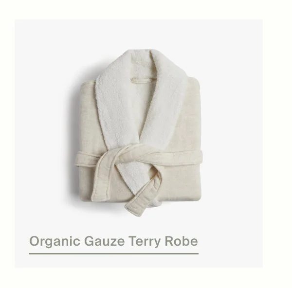 Organic Gauze Terry Robe in Natural With Cream