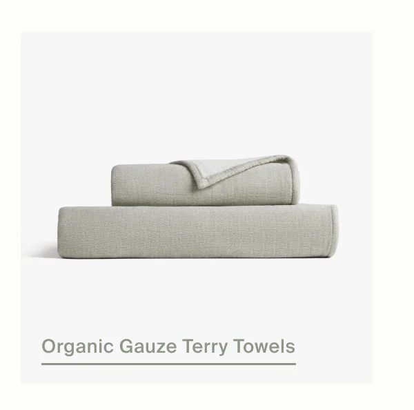 Organic Gauze Terry Towels in Moss With Cream
