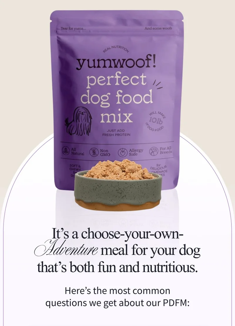 It’s a choose-your-own-Adventure meal for your dog that’s both fun and nutritious. | Here’s the most common questions we get about our PDFM: