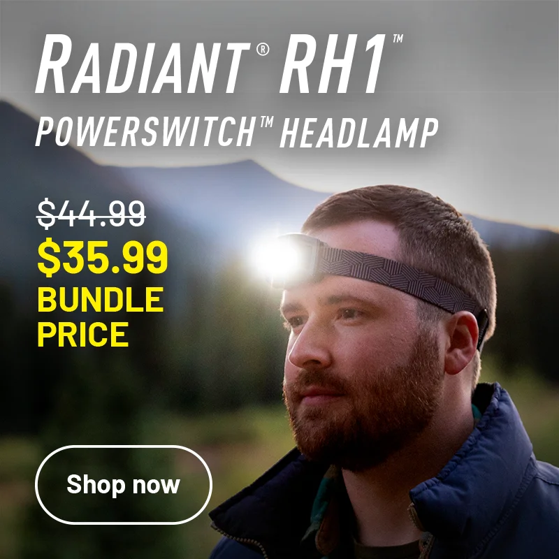 Radiant™ RH1™ PowerSwitch™ Rechargeable Headlamp | $35.99 BUNDLE PRICE