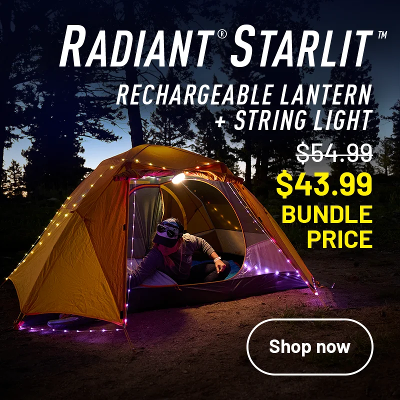 Radiant® StarLit™ Rechargeable Lantern + String Light | $43.99 BUNDLE PRICE