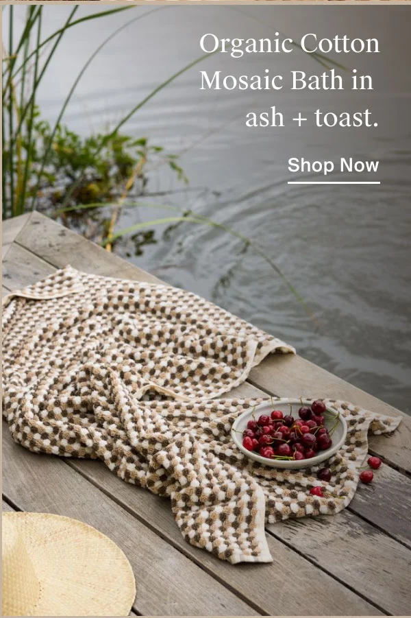 New Organic Cotton Mosaic Towels in Ash + Toast