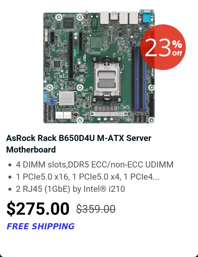 AsRock Rack B650D4U M-ATX Server Motherboard