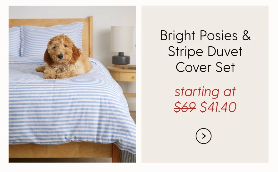 Bright Posies & Stripe Brushed Cotton Duvet Cover Set