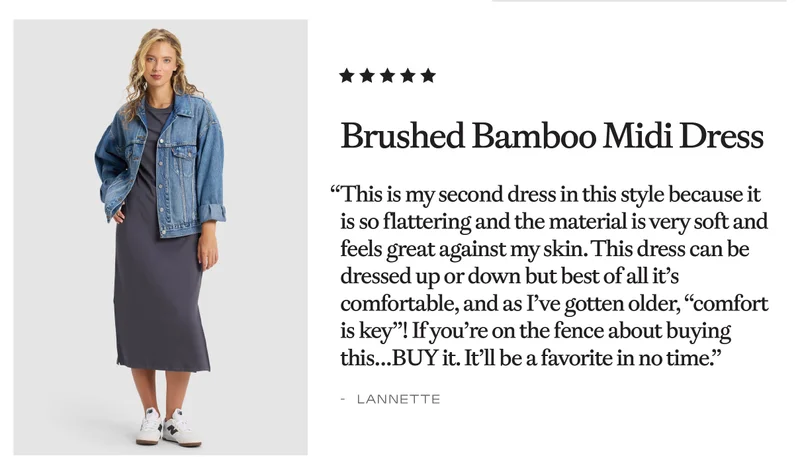 Brushed Bamboo Midi Dress - Shop Now Brushed Bamboo Midi Dress - Shop Now