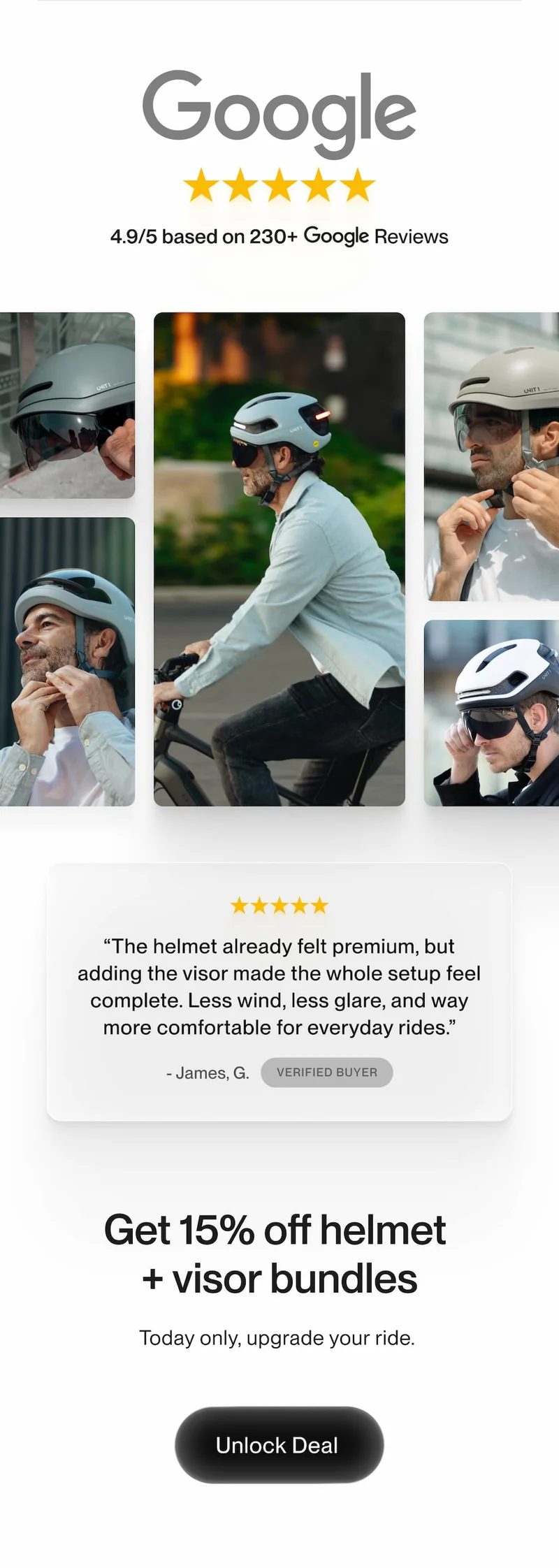 UNIT 1 visors rated 4.9/5 from 230+ Google reviews. Get 15% off today only.