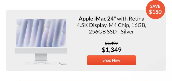 Apple iMac 24inches with Retina 4.5K Display, M4 Chip, 16GB, 256GB SSD - Silver