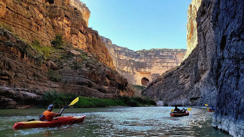 Image description: Kayaking through Santa Elena Canyon in Big Bend National Park.