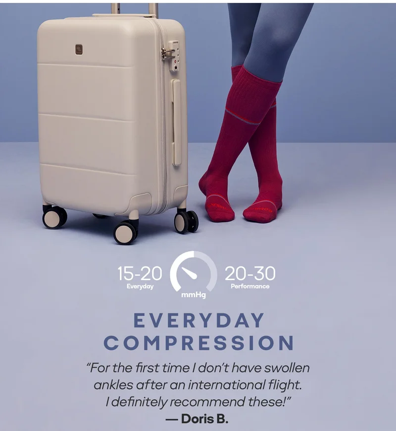 EVERYDAY COMPRESSION | For the first time I don't have swollen ankles after an international flight. I definitely recommend these! Doris B.