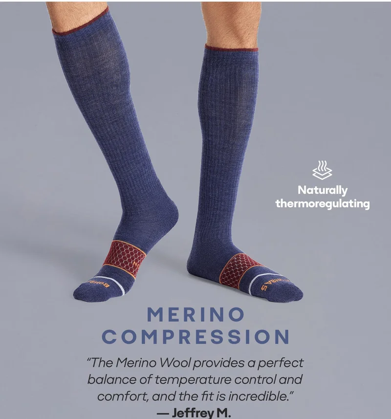 Naturally thermoregulating | MERINO
                    COMPRESSION | The Merino Wool provides a perfect balance of temperature control and comfort, and the fit is incredible.  - Jeffrey M.