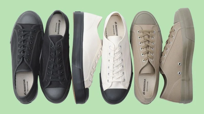 Three pairs of Moonstar's canvas sneakers.
