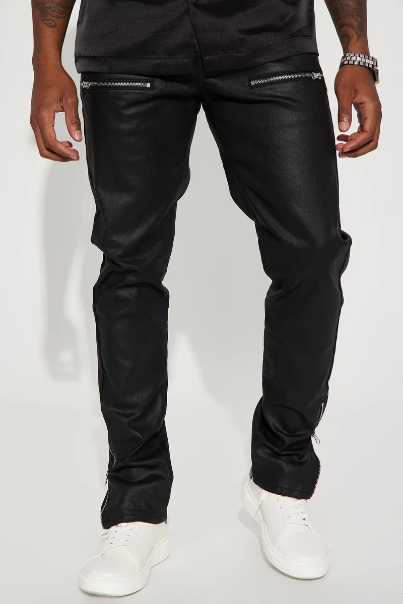 Image of Keeping It Cool Waxed Skinny Pants - Black