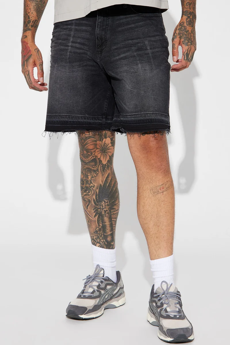 Image of My Idea Relaxed Denim Shorts - Black Wash