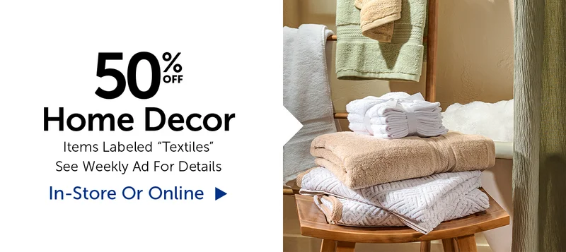 50% Off Home Decor - Items Labeled "Textiles"