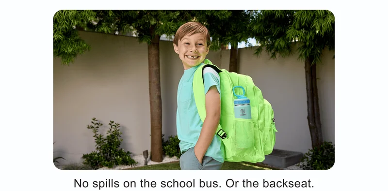 No spills on the school bus. Or the backseat.