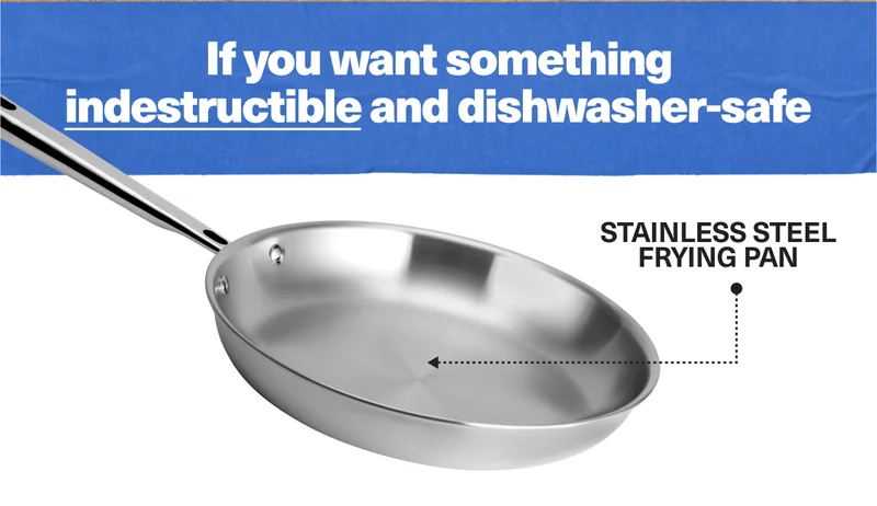 Stainless steel frying pan: If you want something indestructible and dishwasher-safe