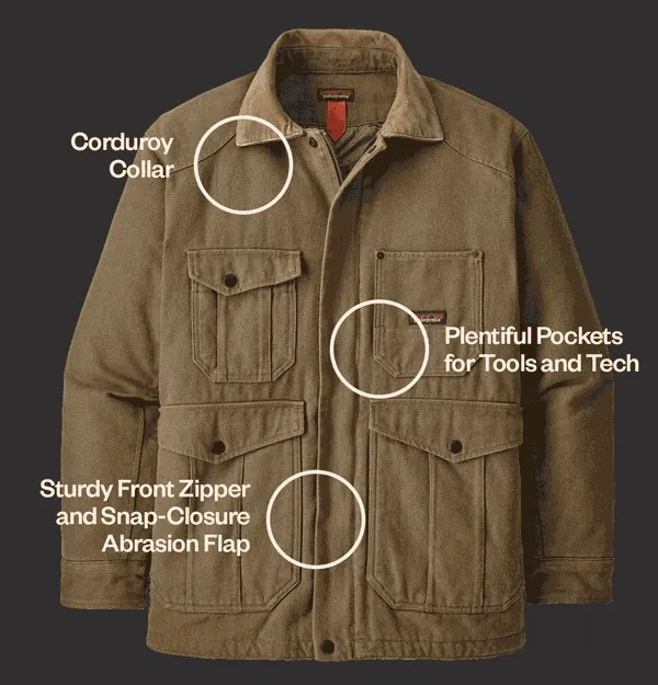 GIF showing the features of the Men’s and Women’s Iron Forge Hemp Canvas Barn Coats.