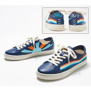 Soludos Leather Lace-Up Embroidered Sneakers