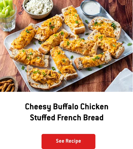 Cheesy Buffalo Chicken Stuffed French Bread