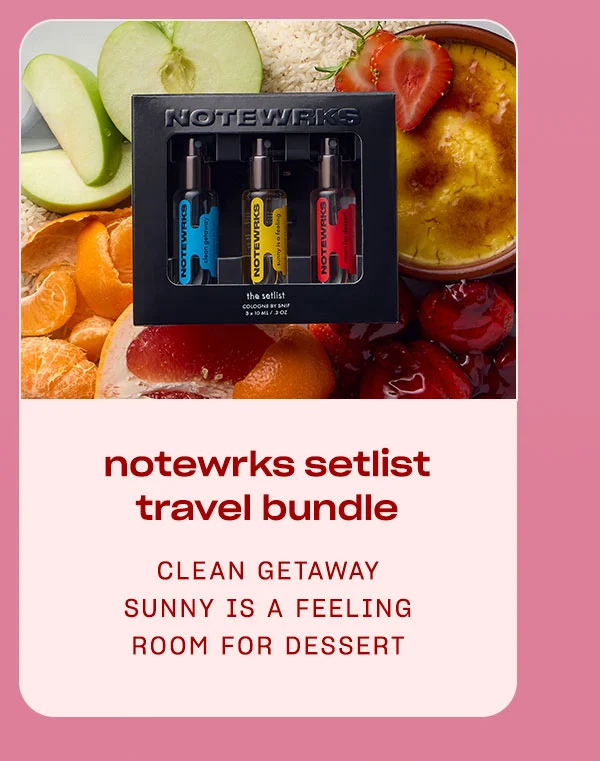 Notewrks Setlist Travel Bundle clean getaway • room for dessert • sunny is a feeling
