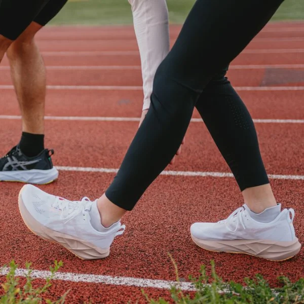 Woman wearing ASICS running shoes