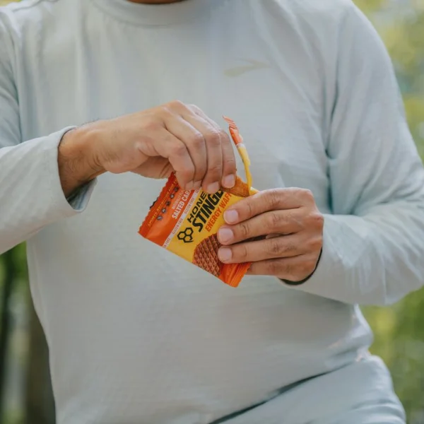 Man eating Honey Stinger nutrition