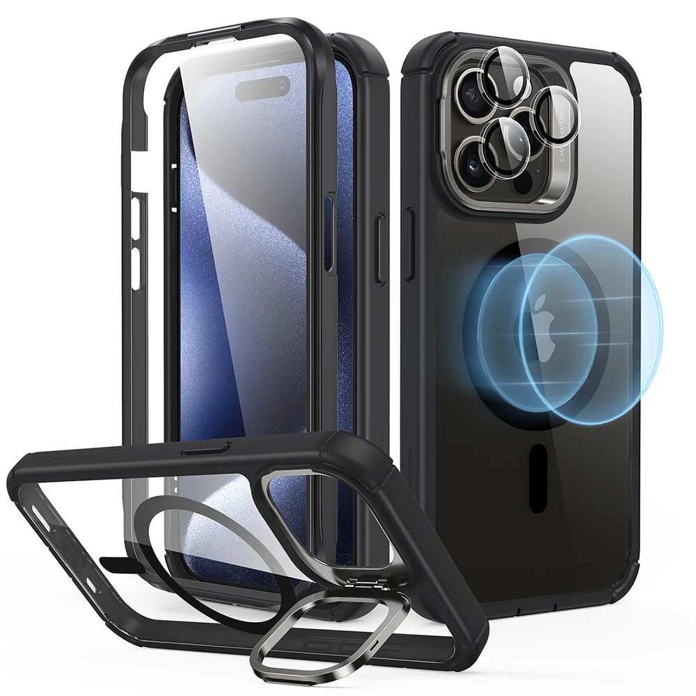 Image of iPhone 15 Pro Max Armor Tough Case with Stash Stand (HaloLock)